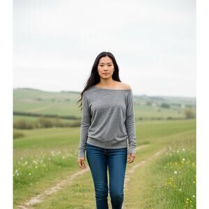 Abercrombie & Fitch Sweater Womens Small Gray One Shoulder Pullover Knit Soft